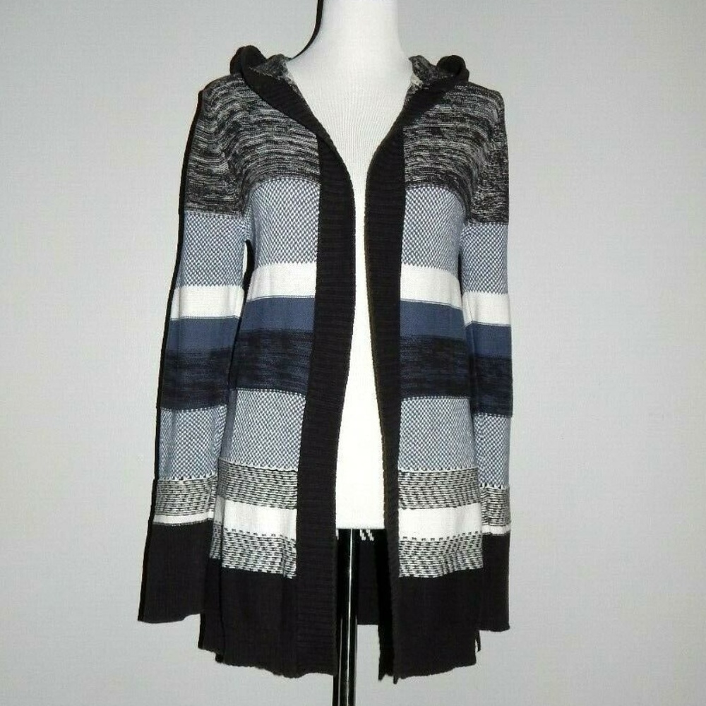 Roxy Blue White Stripe Long Sleeve Hooded Sweater